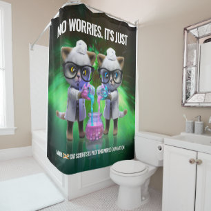 Funny Mad Cat Scientists planen Weltherrschaft Duschvorhang