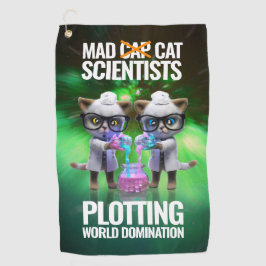 Funny Mad Cat Scientists planen Weltherrschaft Golfhandtuch