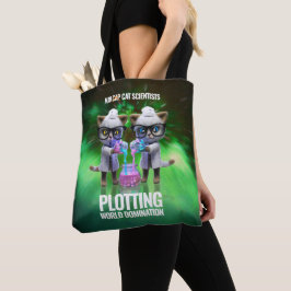 Funny Mad Cat Scientists planen Weltherrschaft Tasche