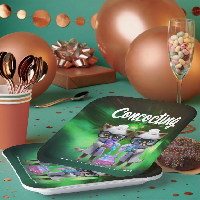 Funny Mad Cat Scientists Purfect Birthday Pappteller (Multi)