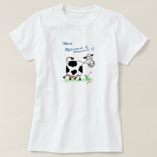 Funny mad Kuh Cartoon T - Shirt Ich mag es zu über (Design vorne)