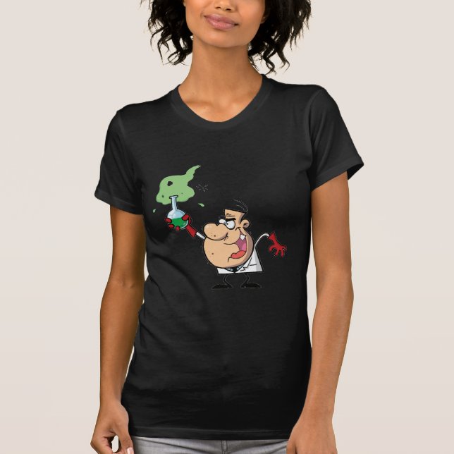 Funny Mad Scientist Holding Green Ttion T-Shirt (Vorderseite)