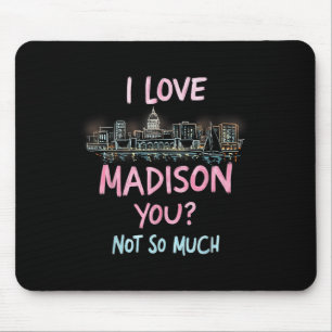 Funny Madison Wisconsin Night Skyline Vintag Mousepad
