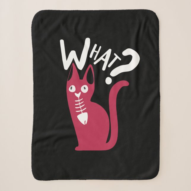Funny Magenta Cat on Black Cartoonic Sherpadecke (Vorderseite)