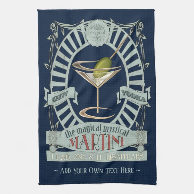 Funny Magical Martini Cocktail Personalisiert Geschirrtuch (Vertikal)