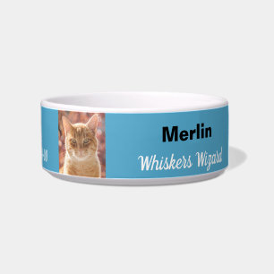 Funny Magical Whiskers Wizard Birthday Blue Cat Napf
