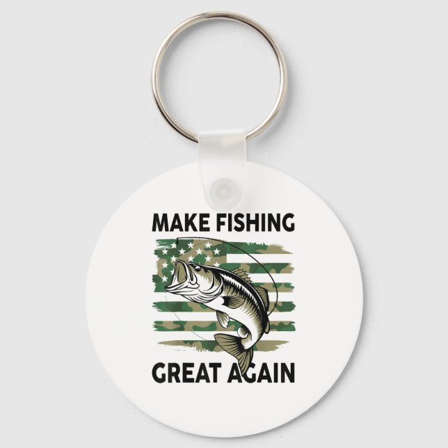 Funny Make Fishing Great Again Camo B Fish America Schlüsselanhänger (Vorderseite)