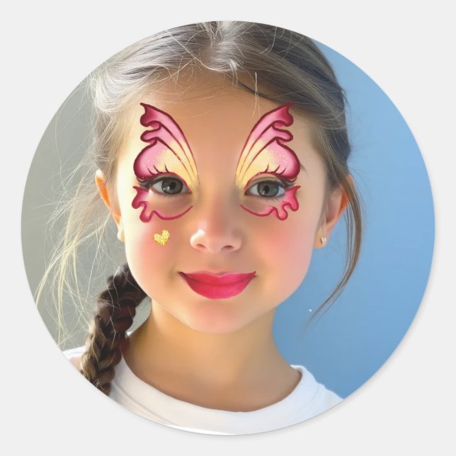 Funny Makeup Classic Round Sticker (Vorderseite)