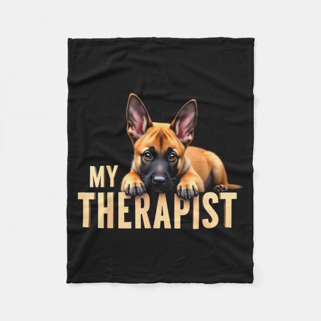 Funny Malinois Puppy My Therast Belgian Shepherd D Fleecedecke (Vorderseite)