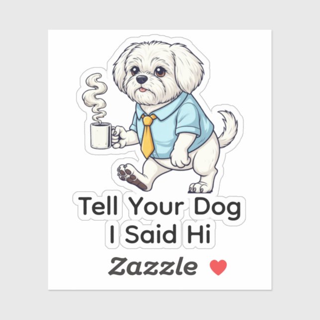 Funny Maltese Dog Business Suit Coffee  Aufkleber (Blatt)