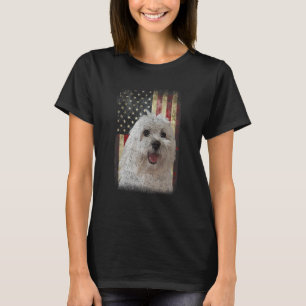 Funny Maltese Flag American Distressed Dog Lo T-Shirt