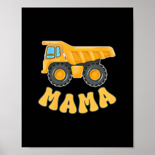 Funny Mama Baubagger Kinder passen Fa Poster
