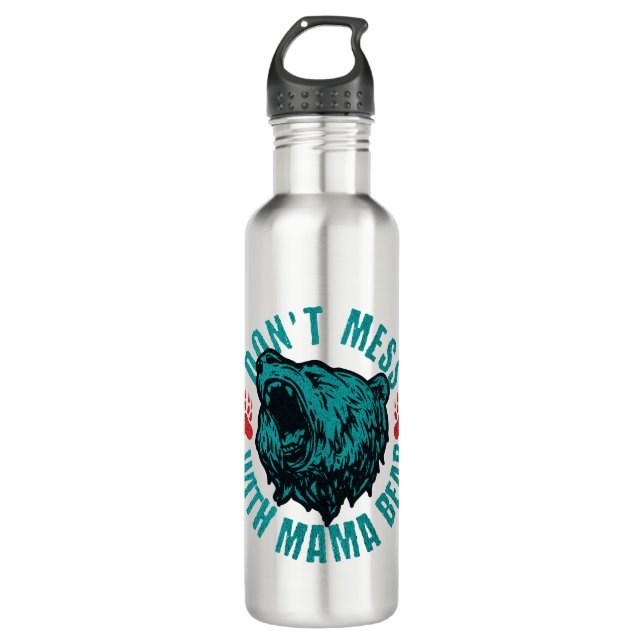Funny Mama Bear Don't Mess / Mama Green Growling Edelstahlflasche (Vorderseite)