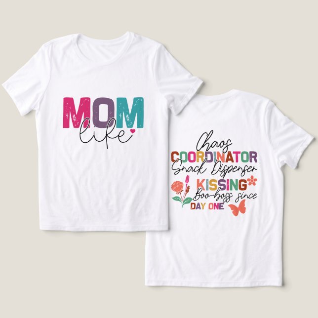 Funny Mama Life Chaos-Koordinator Tri-Blend Shirt (Design Vorderseite & Rückseite)