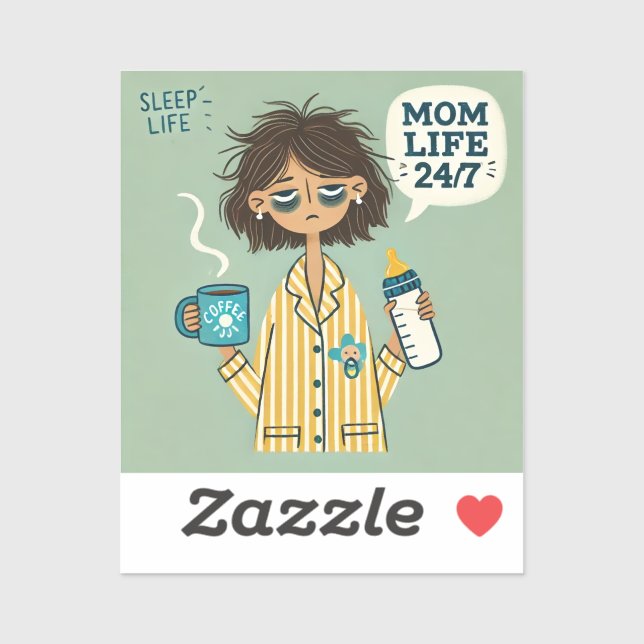 Funny Mama Magnet - "Mama Life 24/7" - Erschöpfte  Aufkleber (Blatt)
