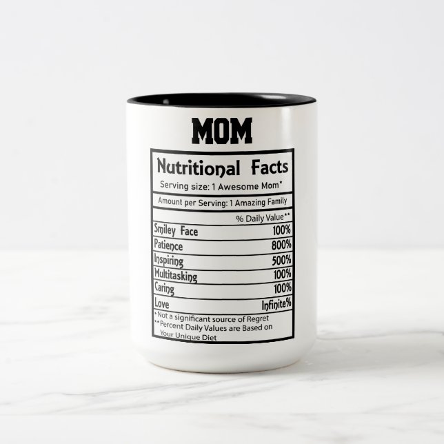 Funny Mama Nutrition Fakten Zweifarbige Tasse (Mittel)