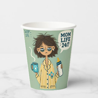 Funny Mama Paper Cup - "Mama Life 24/7" - Ausgesto Pappbecher