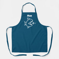 Funny Mama Shark Navy Blauer Weißer Kochen