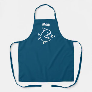 Funny Mama Shark Navy Blauer Weißer Kochen Schürze