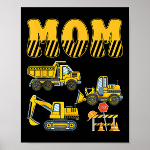 Funny Mama Vater Bau Bagger Kinder Junge Fami Poster