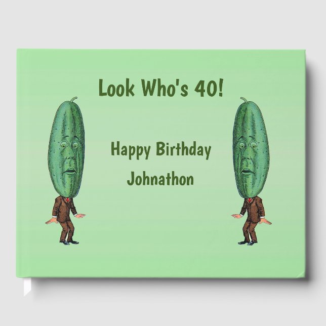 Funny Man Big Pickle Head überraschend Gesicht Geb Gästebuch (Vorderseite)