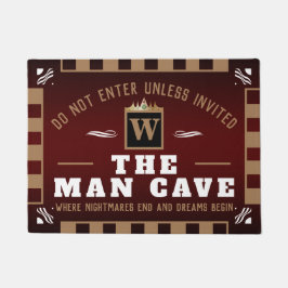 Funny MAN CAVE mit Monogramm | BROWN Welcome Fußmatte