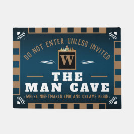 Funny MAN CAVE mit Monogramm | Ocean Blue Willkomm Fußmatte