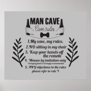 Funny Man Höhle Zuhause Bar Word Art Poster