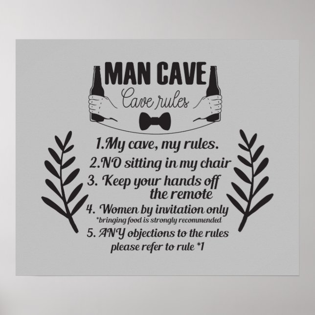 Funny Man Höhle Zuhause Bar Word Art Poster (Vorne)