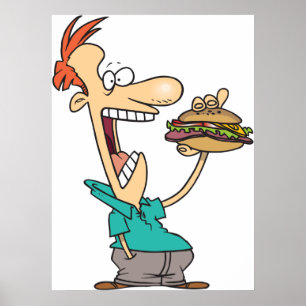 Funny Man isst ein Sandwich Poster