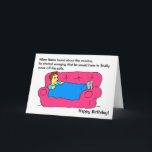 Funny Man Lockdown Vaccine Birthday Karte<br><div class="desc">Der lustige Cartoon eines besorgten Mannes,  der die Lieben abhält. Die Beschriftung lautet: "Wenn NAME von dem Impfstoff gehört hat,  begann er sich Sorgen zu machen,  dass er das Sofa endlich verlassen haben müsste". Danke,  dass du meine Cartoon gesehen hast!</div>