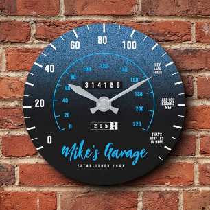 Funny Manly Car Odometer Speedometer Blauer Glitze Große Wanduhr