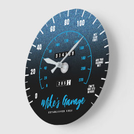 Funny Manly Car Odometer Speedometer Blauer Glitze Große Wanduhr