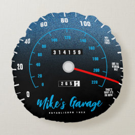 Funny Manly Car Odometer Speedometer Blauer Glitze Rundes Kissen