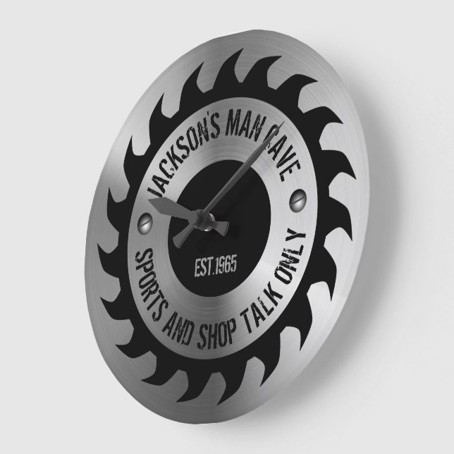 Funny Manly Man Cave Steel Circular Saw Blade Große Wanduhr (Winkel)