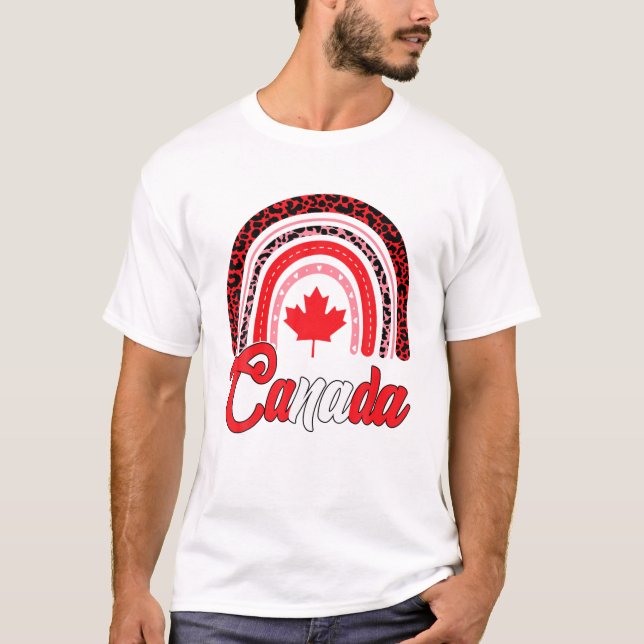 Funny Maple Leaf Rainbow Kanada Flagge Kanadischer T-Shirt (Vorderseite)