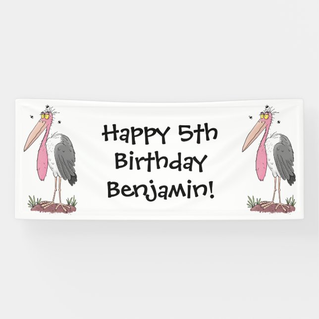 Funny marabou Storch Cartoon Banner (Horizontal)