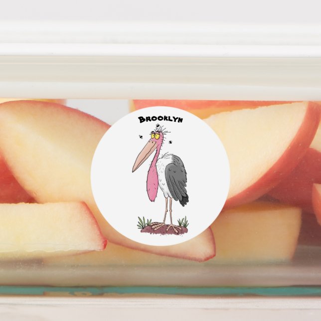 Funny marabou Storch Cartoon Etiketten (Befestigt)