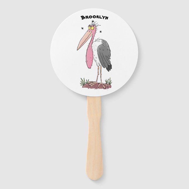 Funny marabou Storch Cartoon Fächer (Vorderseite)