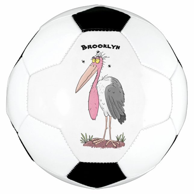 Funny marabou Storch Cartoon Fußball (Vorderseite)