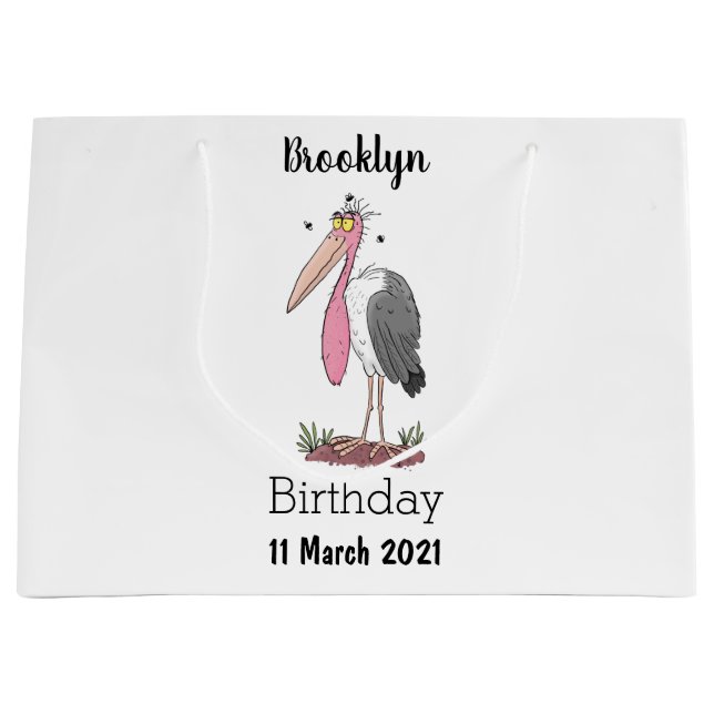 Funny marabou Storch Cartoon Große Geschenktüte (Vorderseite)