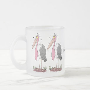 Funny marabou Storch Cartoon Mattglastasse