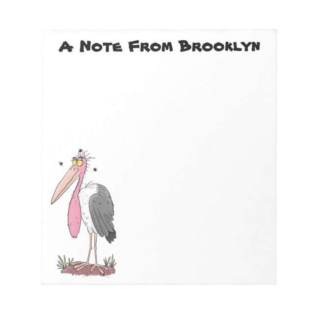 Funny marabou Storch Cartoon Notizblock (Vorderseite)