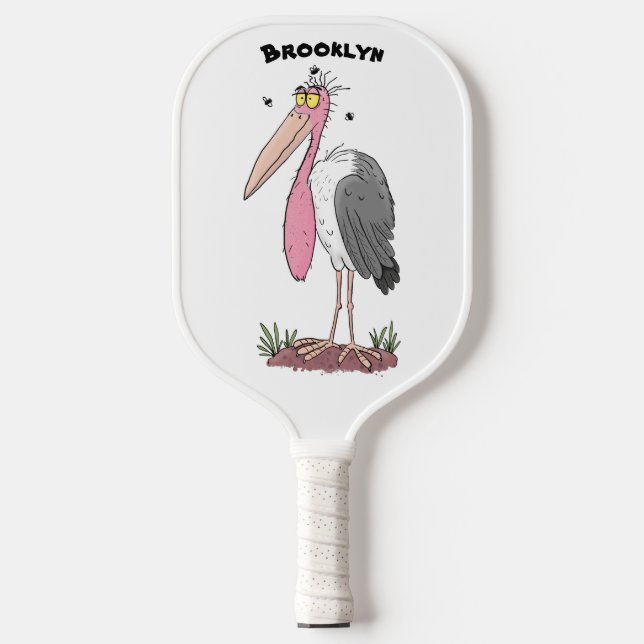 Funny marabou Storch Cartoon Pickleball Schläger (Vorderseite)