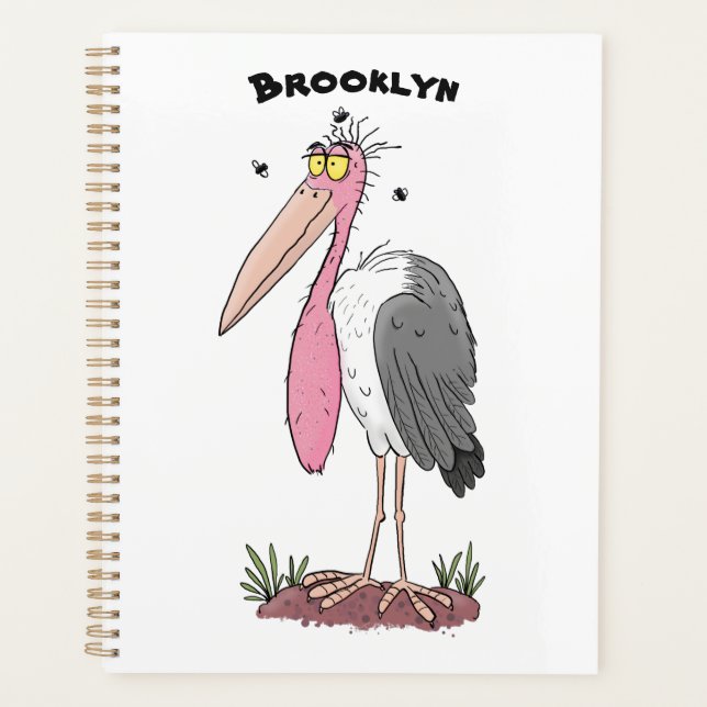 Funny marabou Storch Cartoon Planer (Vorderseite)