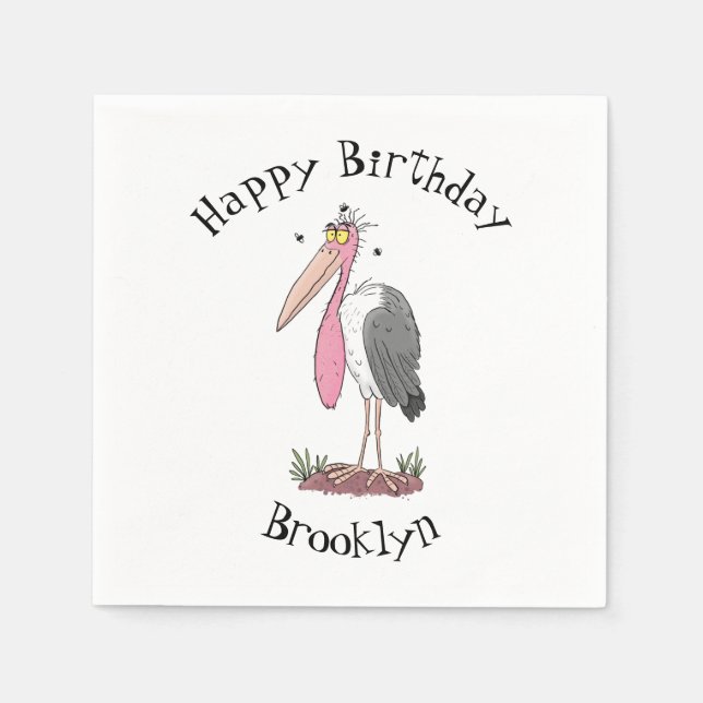 Funny marabou Storch Cartoon Serviette (Vorderseite)