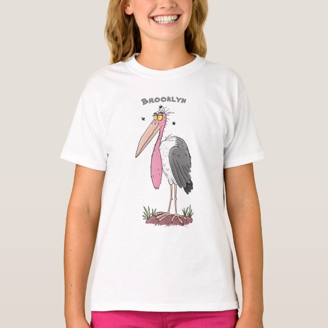 Funny marabou Storch Cartoon T-Shirt (Vorderseite)