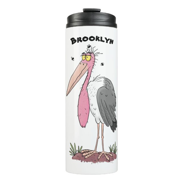 Funny marabou Storch Cartoon Thermosbecher (Vorderseite)