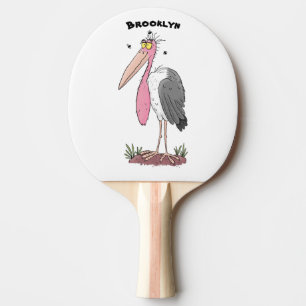 Funny marabou Storch Cartoon Tischtennis Schläger