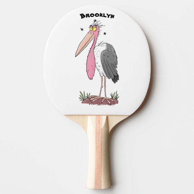 Funny marabou Storch Cartoon Tischtennis Schläger (Vorderseite)
